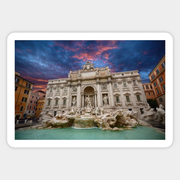 Trevi Fountain (Fontana di Trevi) in Rome, Italy Sticker by mitzobs